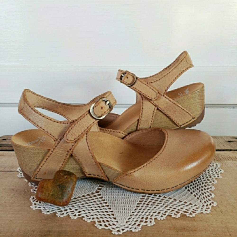 Champagne Dansko Tiffani MaryJane Clog Sandal Strappy Slingback Boho Prairie ♡ - Picture 5 of 11